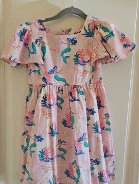 Mini Boden Pink Dress with Teal Mermaid Print